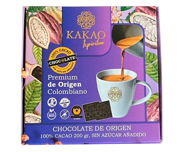 Caja morada Kakao Izpiritua premium de origen colombiano