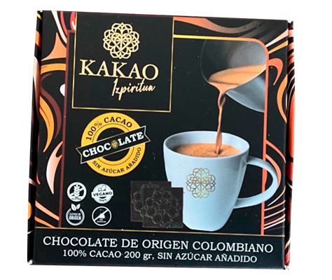 Caja negra Kakao Izpiritua 100% cacao sin azúcar añadido